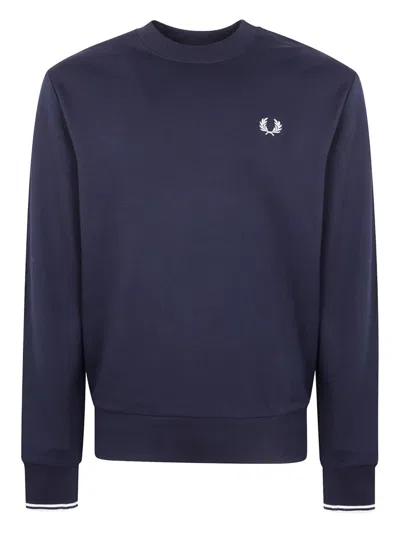 Fred Perry Laurel-embroidered Cotton Sweatshirt In Blue