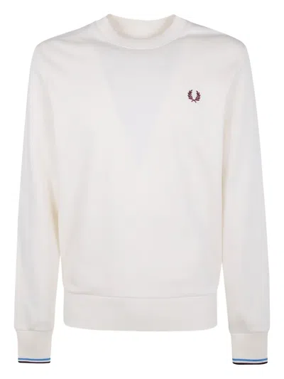 Fred Perry Laurel-wreath Crew-neck Sweatshirt In White