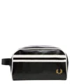 Fred Perry Coated Polyester Wash Bag Navy In Black