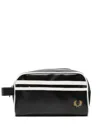 Fred Perry Coated Polyester Wash Bag Navy In Black