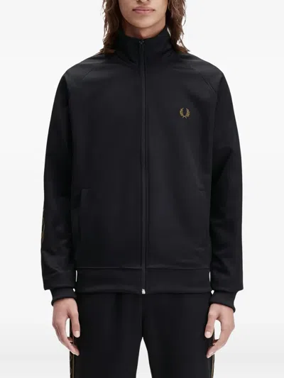 Fred Perry Ribbed Cuff Jacket Featuring Side Pockets In Black