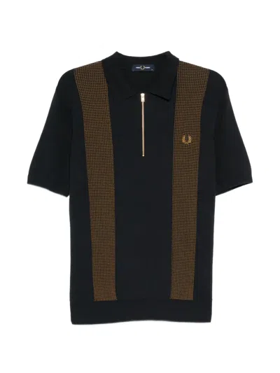 Fred Perry Laurel Wreath Zip-up Sweater In Blue