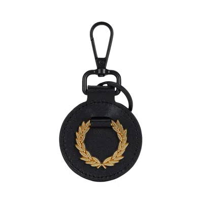 Fred Perry Leather Laurel Keyring Black
