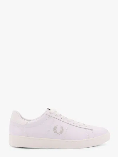 Fred Perry Leather Sneakers With Lateral Embroidery In Neutral