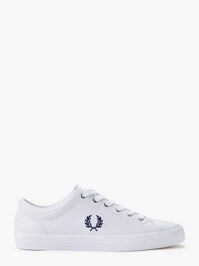 Fred Perry Leather Sneakers With Logo Embroidery In White
