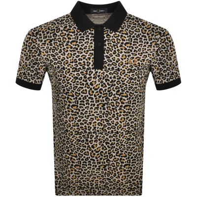 Fred Perry Leopard Print Polo T Shirt Grey