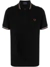 Fred Perry Logo Cotton Polo Shirt In Black