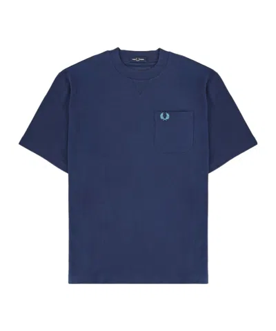 Fred Perry Logo Cotton T-shirt In Blue