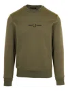 Fred Perry Logo Crew-neck Sweater In Green