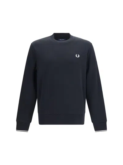 Fred Perry Logo Crew Neck Sweatshirt In Black