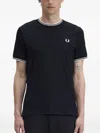 Fred Perry Logo-dertail Cotton T-shirt In Blue