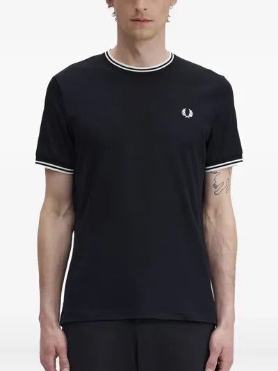 Fred Perry Logo-dertail Cotton T-shirt In Blue