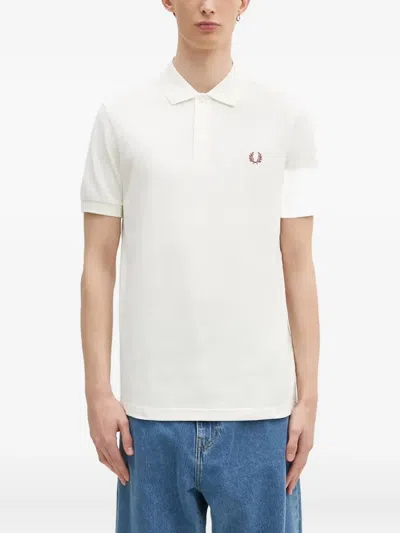 Fred Perry Logo-detail Cotton Polo Shirt In Neutral