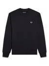 Fred Perry Logo-detail Cotton Sweatshirt In Black