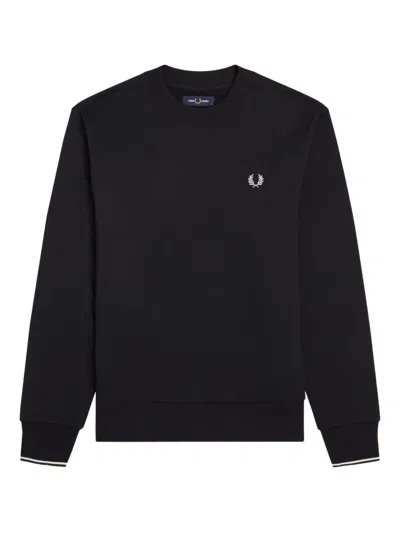 Fred Perry Logo-detail Cotton Sweatshirt In Black