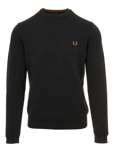 FRED PERRY LOGO-DETAIL CREW-NECK SWEATER