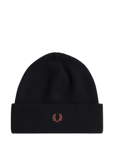 Fred Perry Logo-embroidered Beanie In Brown