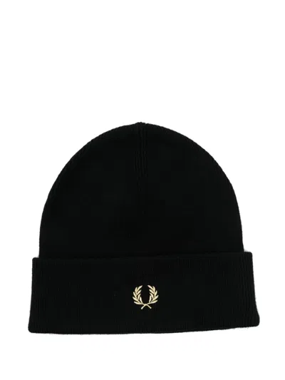 Fred Perry Babies' Logo-embroidered Beanie Hat In Black