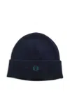 Fred Perry Logo-embroidered Beanie Hat In Blue