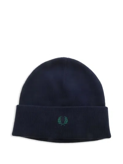 Fred Perry Logo-embroidered Beanie Hat In Blue