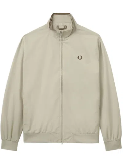 Fred Perry Logo-embroidered Bomber Jacket In Neutrals