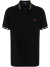 Fred Perry Logo Cotton Polo Shirt In Black