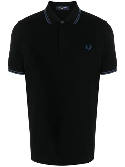 Fred Perry Logo-embroidered Cotton Polo Shirt In Black