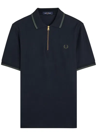 Fred Perry Logo-embroidered Cotton Polo Shirt In Black