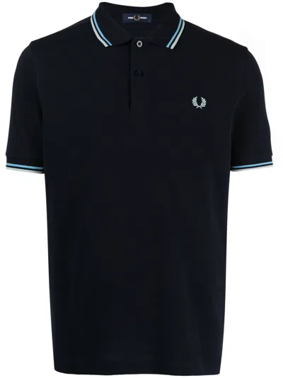 Fred Perry Logo-embroidered Cotton Polo Shirt In Blue