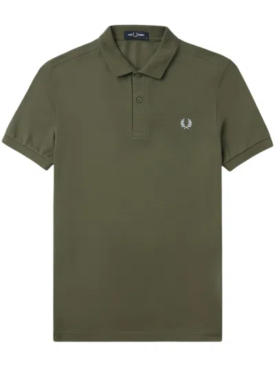 Fred Perry Logo-embroidered Cotton Polo Shirt In Hntgre/laurel Wreath Green X09