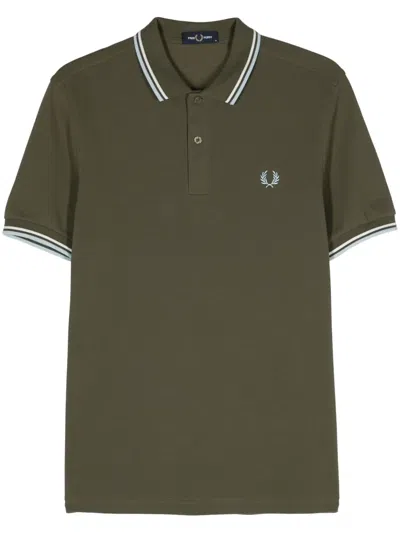 Fred Perry Logo-embroidered Cotton Polo Shirt In Grün