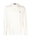 Fred Perry Beige Honeycomb Long-sleeve Polo In Neutral