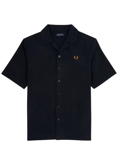 Fred Perry Logo-embroidered Cotton Shirt In Navy