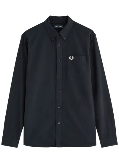 Fred Perry Logo-embroidered Cotton Shirt In Navy