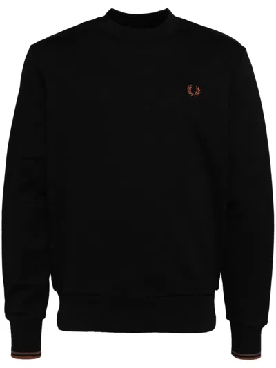 Fred Perry Logo-embroidered Cotton Sweatshirt In Black