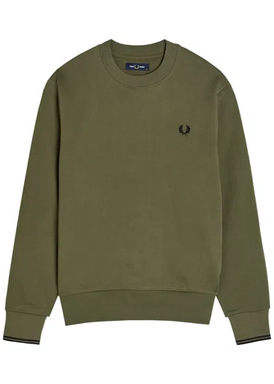 Fred Perry Logo-embroidered Cotton Sweatshirt In Green