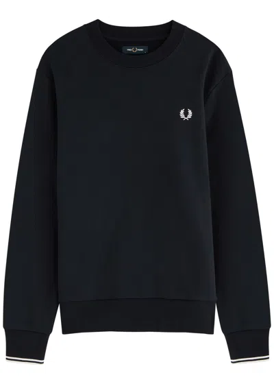 Fred Perry Logo-embroidered Cotton Sweatshirt In Navy