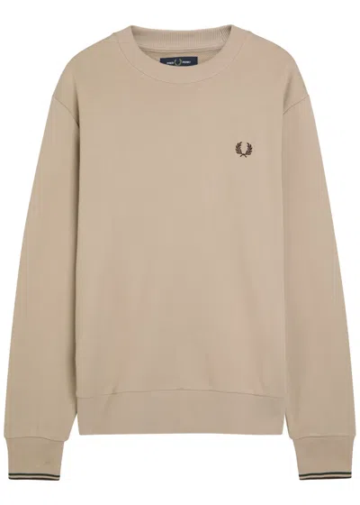 Fred Perry Logo-embroidered Cotton Sweatshirt In Neutral