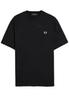 Fred Perry Logo-embroidered Cotton T-shirt In Black