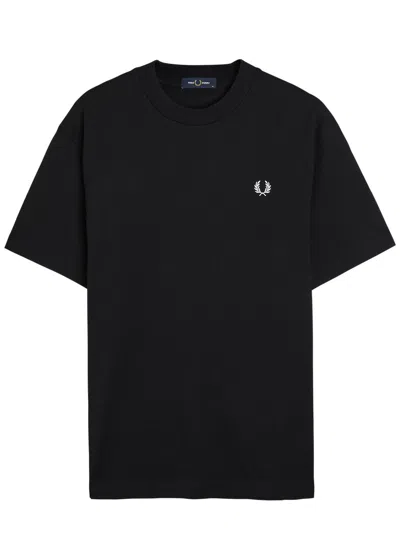 Fred Perry Logo-embroidered Cotton T-shirt In Black