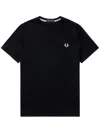 Fred Perry Mens Black Ringer Logo-embroidered Cotton-jersey T-shirt In Black