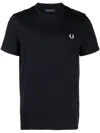 Fred Perry Logo-embroidered Cotton T-shirt In Black