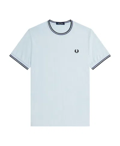 Fred Perry Logo-embroidered Cotton T-shirt In Blue