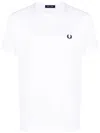Fred Perry Ringer Wreath-embroidered T-shirt In White