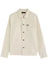Fred Perry Logo-embroidered Cotton-twill Overshirt In Cream