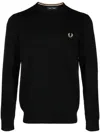 Fred Perry Black Wool And Cotton Sweater In Black