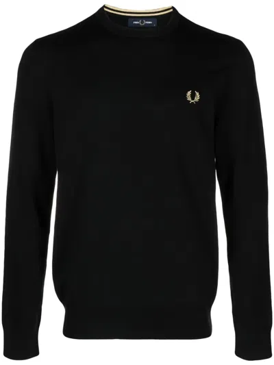 FRED PERRY LOGO-EMBROIDERED CREW-NECK JUMPER