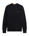 Fred Perry Logo-embroidered Crew-neck Jumper In Black