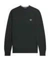 Fred Perry Logo-embroidered Crew-neck Jumper In Green