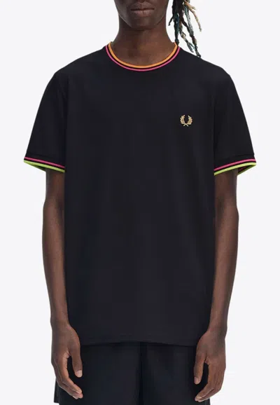 Fred Perry Logo Embroidered Crewneck T-shirt In Black